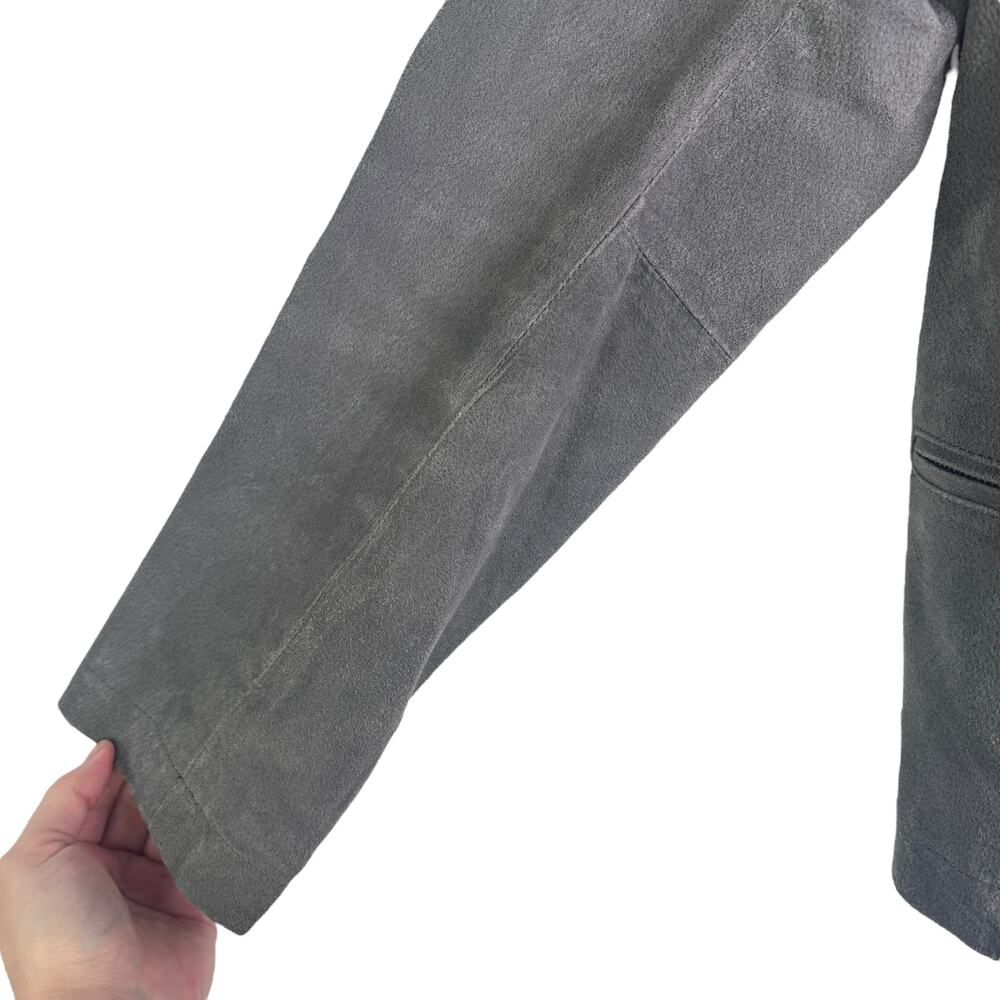 Levi’s Brushed Suede 100% Leather Moto Jacket Grey Women’s Plus Size 1X Biker - Picture 4 of 14